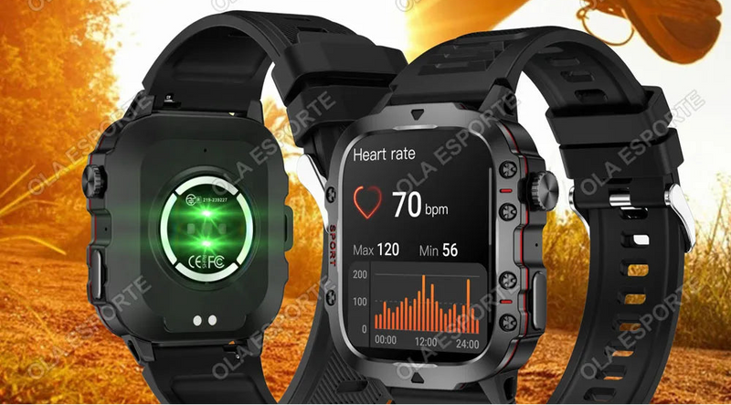 Novo Smartwatch Militar para Xiaomi Homens IP68 5ATM Esportes ao Ar Livre Rastreador de Fitness Monitor de Saúde 1,81 Polegadas