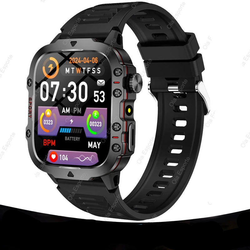 Novo Smartwatch Militar para Xiaomi Homens IP68 5ATM Esportes ao Ar Livre Rastreador de Fitness Monitor de Saúde 1,81 Polegadas